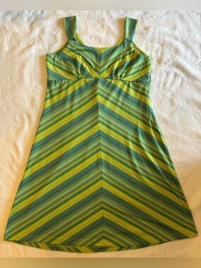 Royal Robbin’s Bright Green & Teal Chevron Stripe Sundress